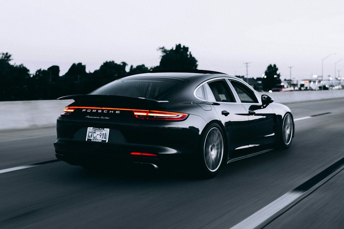 Luxury sports car on the road