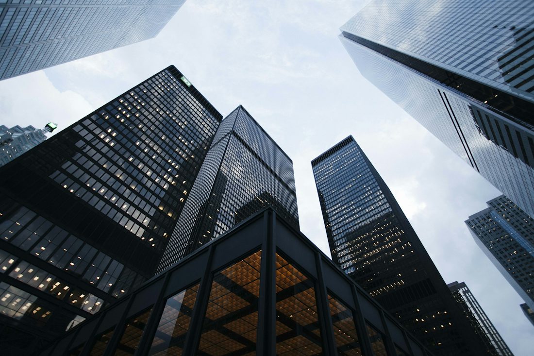 Modern financial district architecture