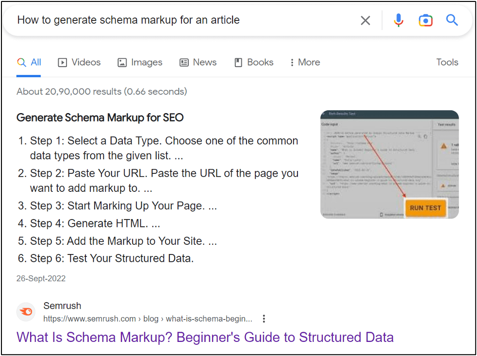 How to generate schema markup for an article