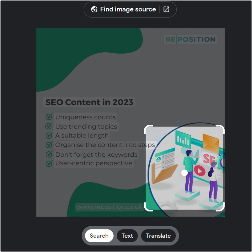 Search for Specific Image Part