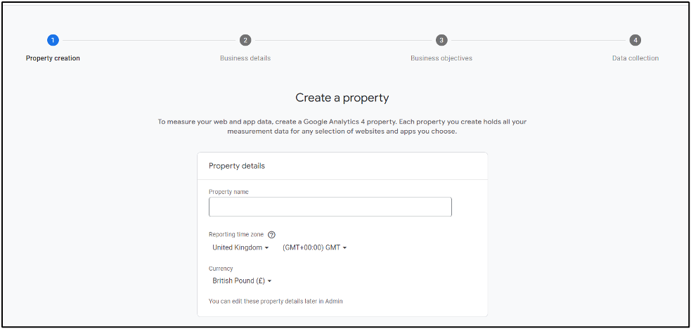 GA4 Create A Property