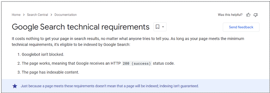 Google Search Technical Requirements