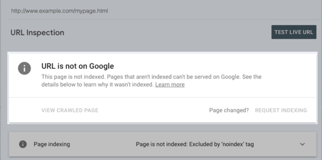 URL is not on the Google