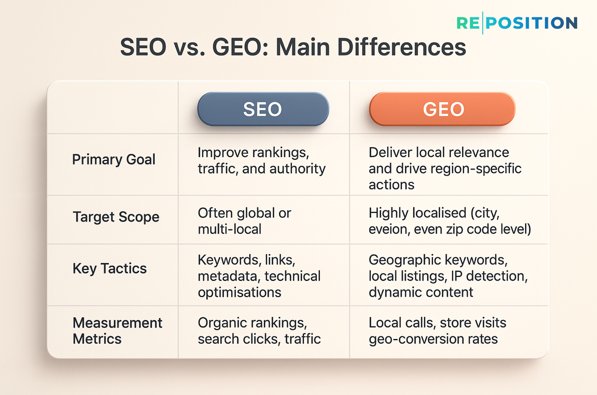 SEO vs GEO Main Differences